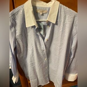 Loft Sequin cotton relaxed shirt